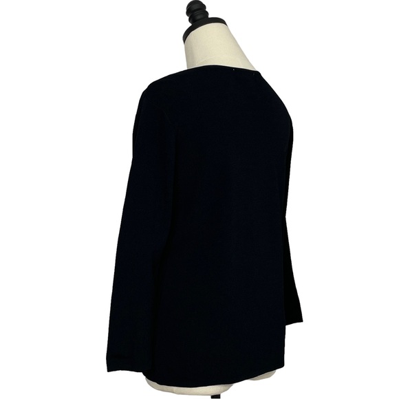 Carducci Knit Cardigan Black with Ivory Accent Size Small - Picture 5 of 10